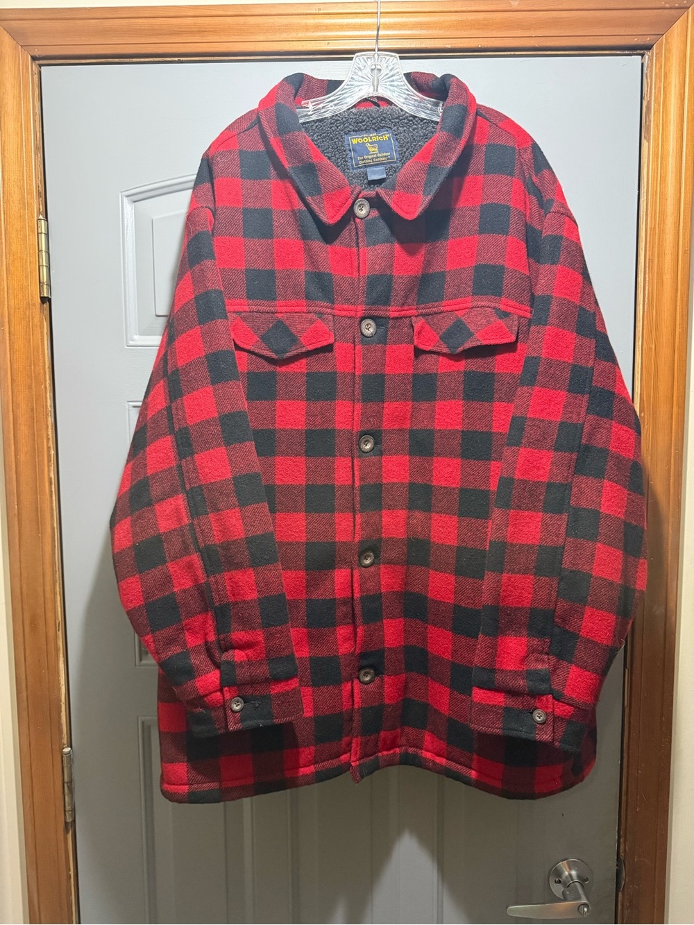 Vintage Woolrich (Men’s XXL) Red and Black Buffalo Plaid Wool Coat-excellent!